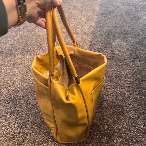 Mustard Yellow‎ Faux Leather Urban Expressions Work Tote Purse Bag - Picture 5 of 7